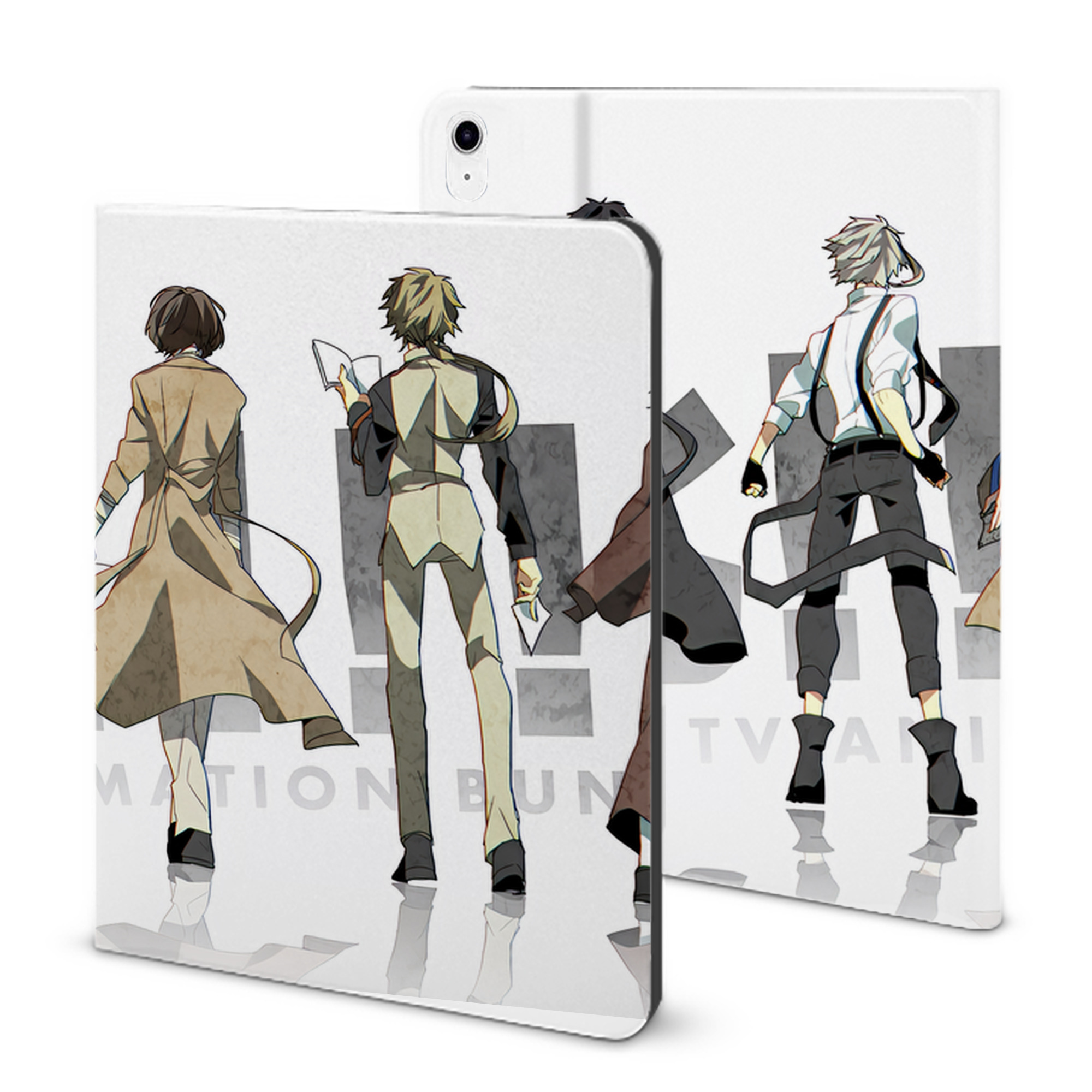 （画像用） 文豪ストレイドッグス Bungo Stray Dogs IPad ケース ブック型 PUレザー TPU 耐衝撃 軽量 薄型 ペン収納なし 全面保護 IPad 各モデル対応